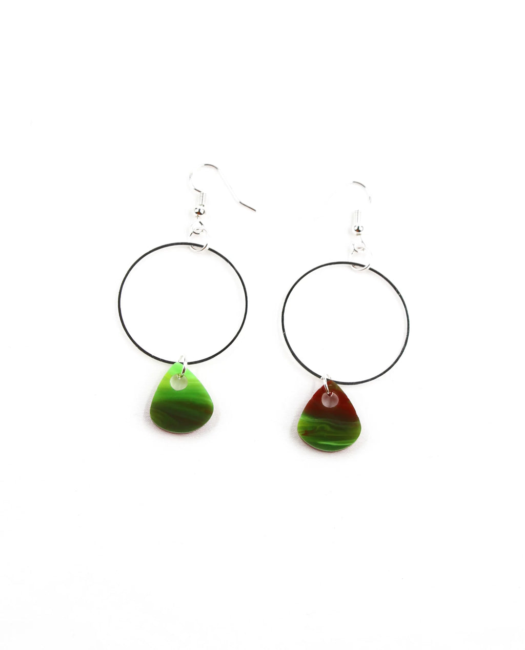 Pendientes gota verde, lila y roja