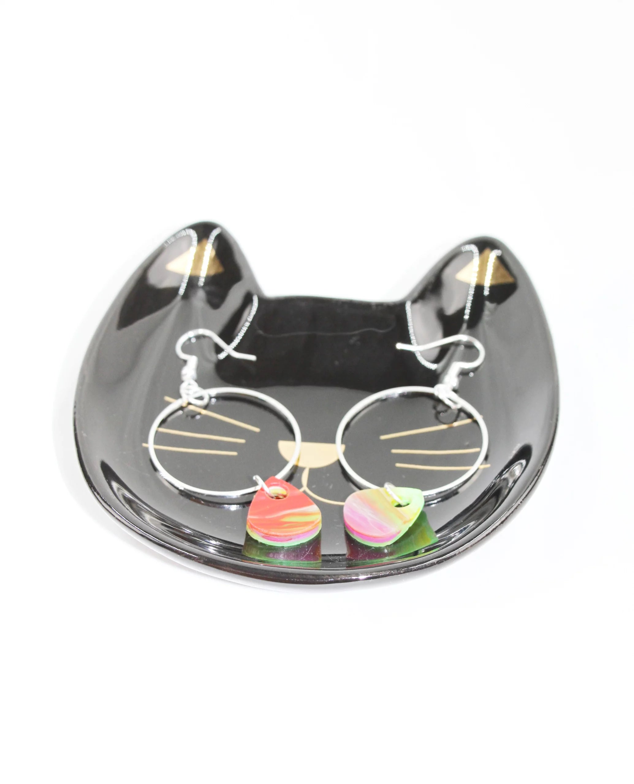 Pendientes gota verde, lila y roja