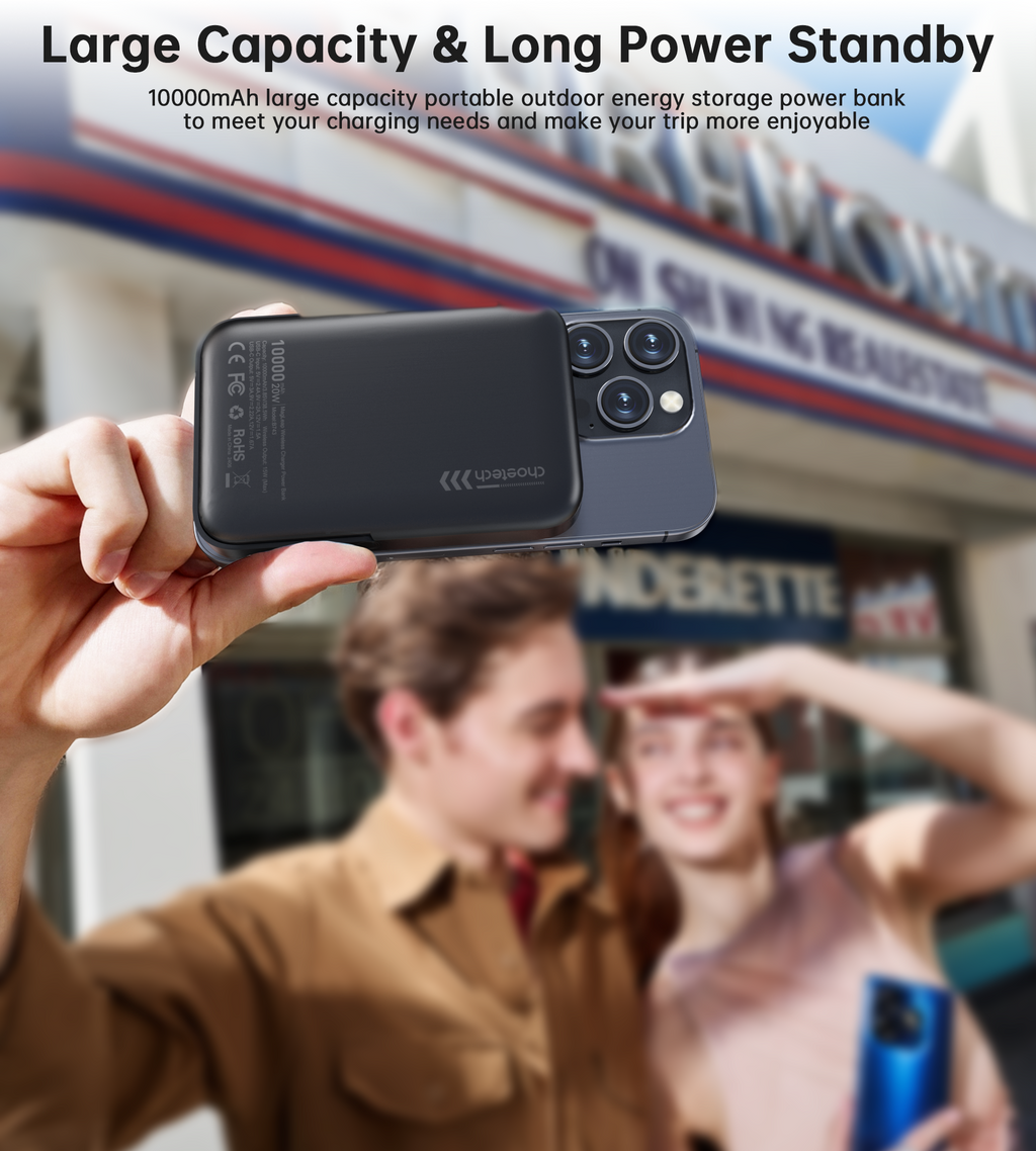 NNEDSZ CHOETECH B743-BK 10000mAh PD20W Magnetic Power Bank with Holder Black