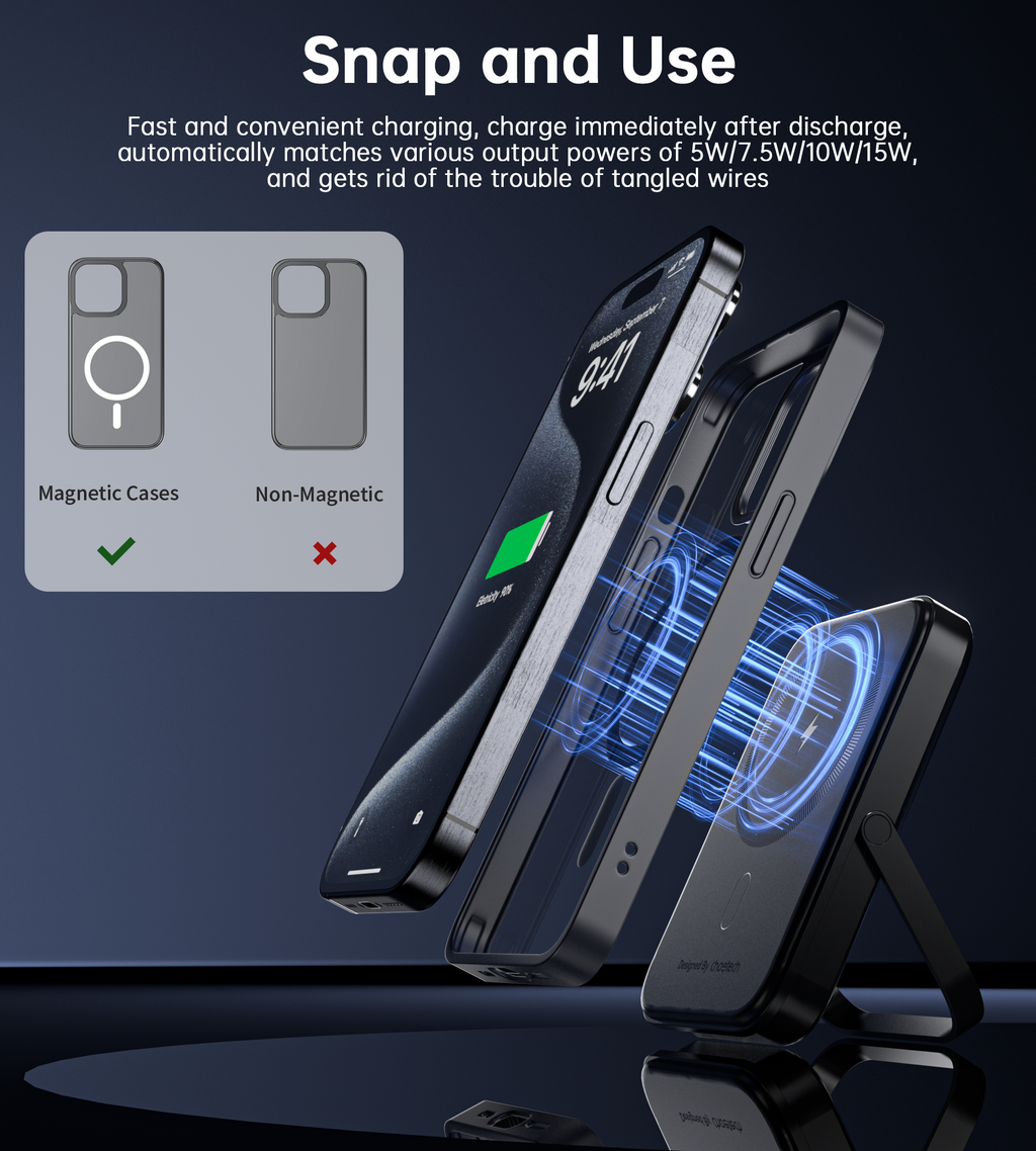NNEDSZ CHOETECH B743-BK 10000mAh PD20W Magnetic Power Bank with Holder Black